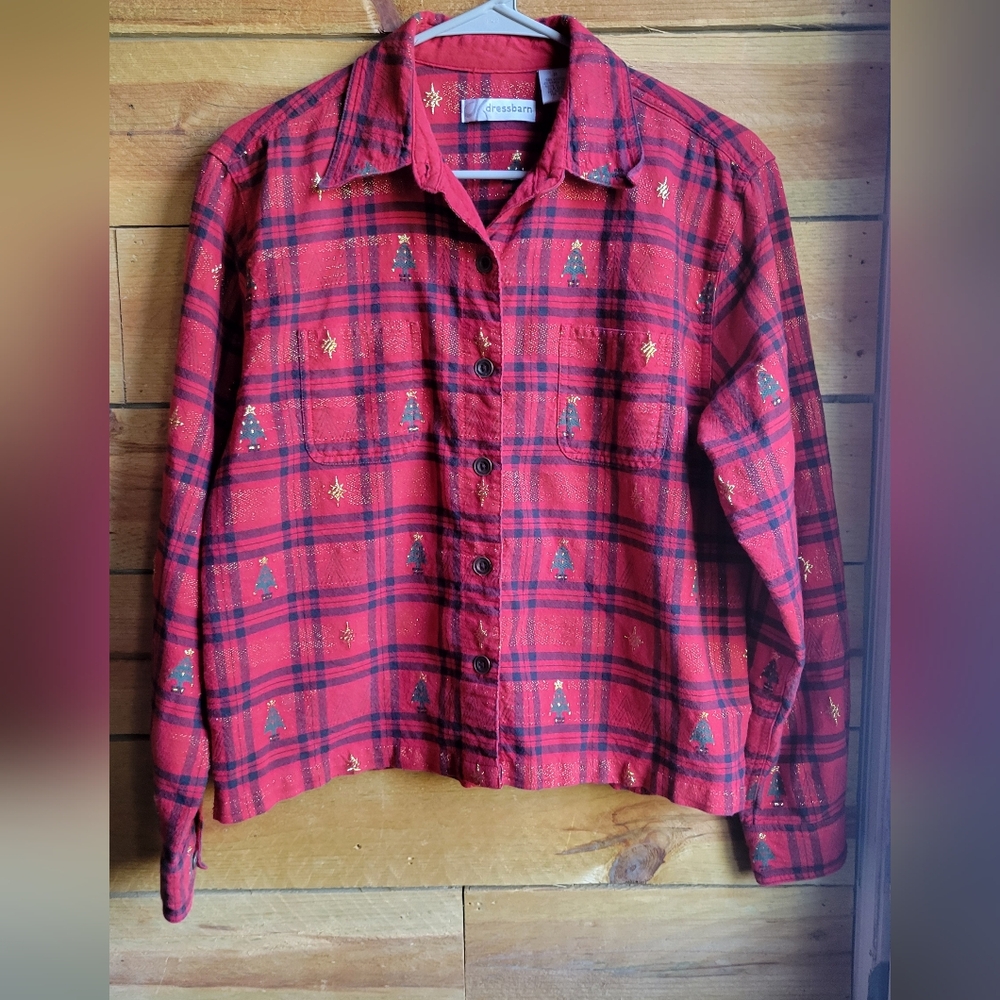 Womens Vintage Christmas Button Up